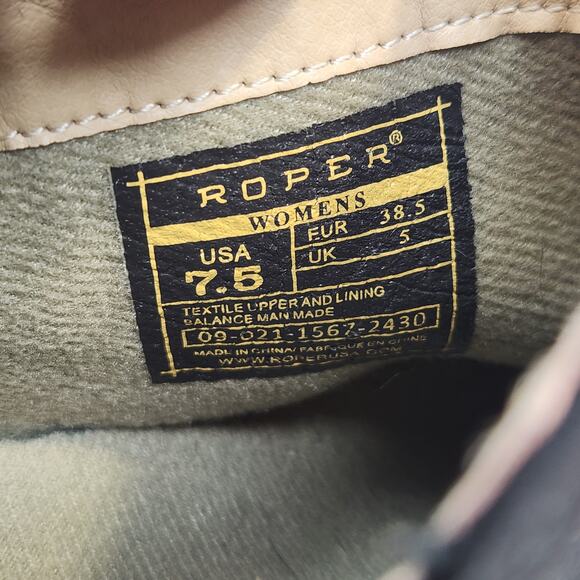 Roper Sofia Black Snip Toe Western Ankle Boots Booties Women Size 7.5 Side Zip - Picture 5 of 9